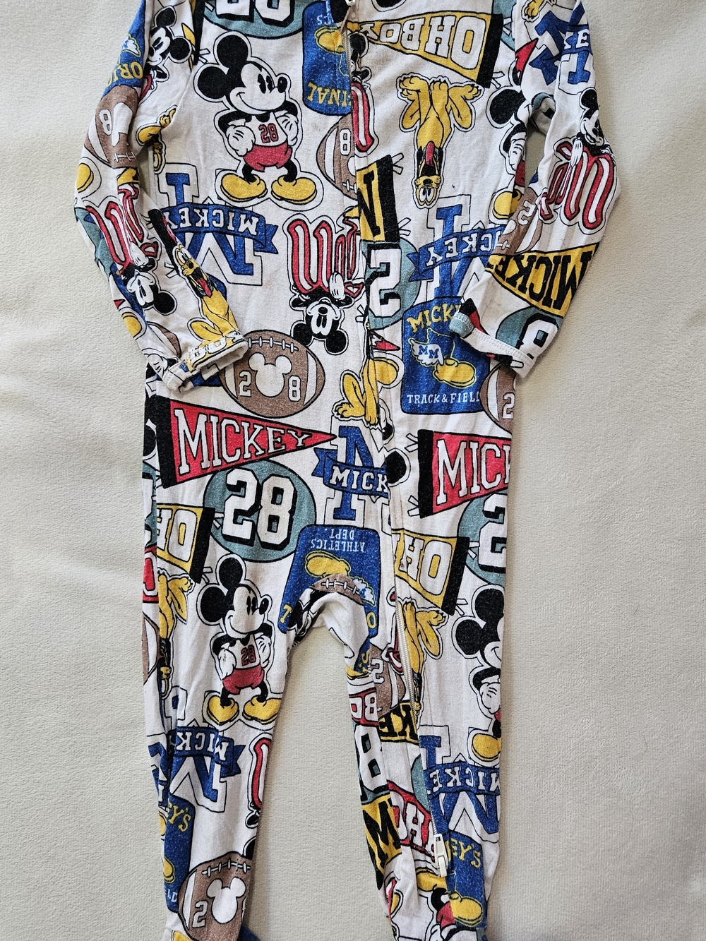 Disney Mickey Mouse Multi-Color Kids One-Piece Footie Pajamas - 6-9 Months